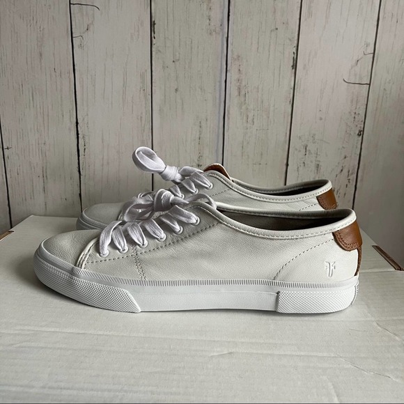 Frye Shoes - Frye White Leather Lace Low Sneakers in Size 9